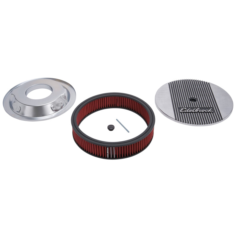 Edelbrock Air Cleaner Elite II 14In Diameter w/ 3In Element Polished Edelbrock Air Filters - Universal Fit  AXOPROS