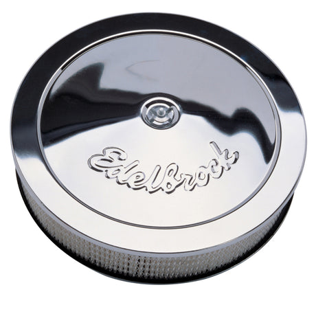 Edelbrock Air Cleaner Pro-Flo Series Round Steel Top Paper Element 14In Dia X 3 313In Chrome Edelbrock Air Filters - Universal Fit  AXOPROS