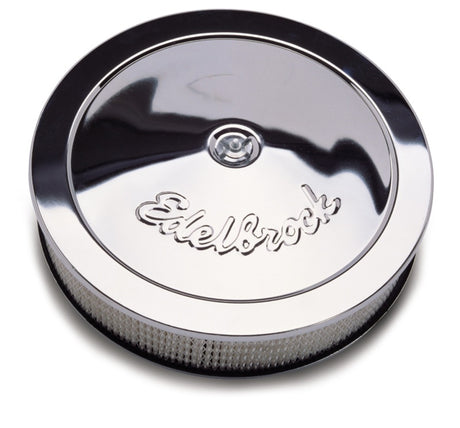 Edelbrock Air Cleaner Pro-Flo Series Round Steel Top Paper Element 14In Dia X 3 313In Chrome Edelbrock Air Filters - Universal Fit  AXOPROS