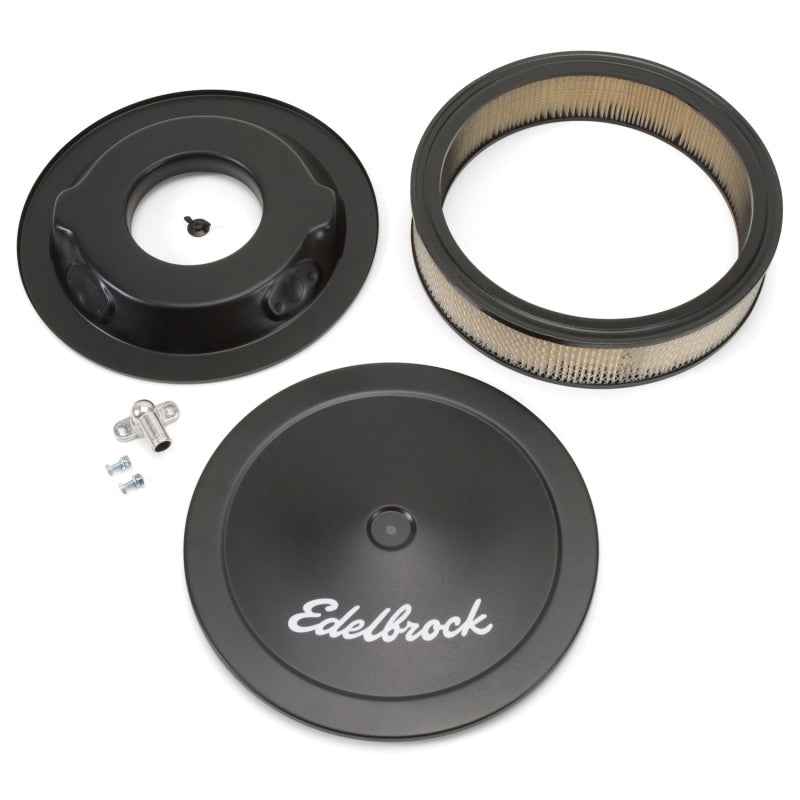 Edelbrock Air Cleaner Pro-Flo Series Round Steel Top Paper Element 14In Dia X 3 75In Dropped Base Edelbrock Air Filters - Universal Fit  AXOPROS
