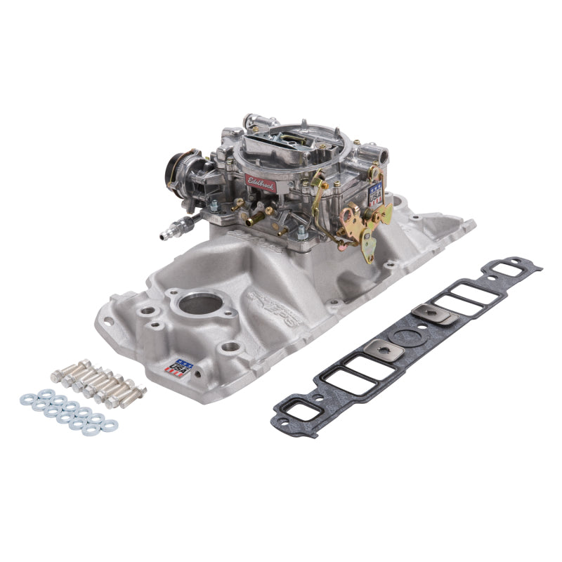 Edelbrock Manifold And Carb Kit Performer Eps Small Block Chevrolet 1957-1986 Natural Finish Edelbrock Intake Manifolds  AXOPROS