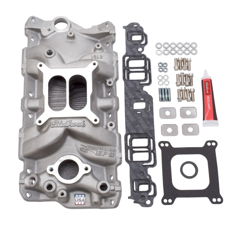 Edelbrock Manifold w/ Installation Kit Performer Eps SBC 1957-1986 Natural Finish Edelbrock Intake Manifolds  AXOPROS