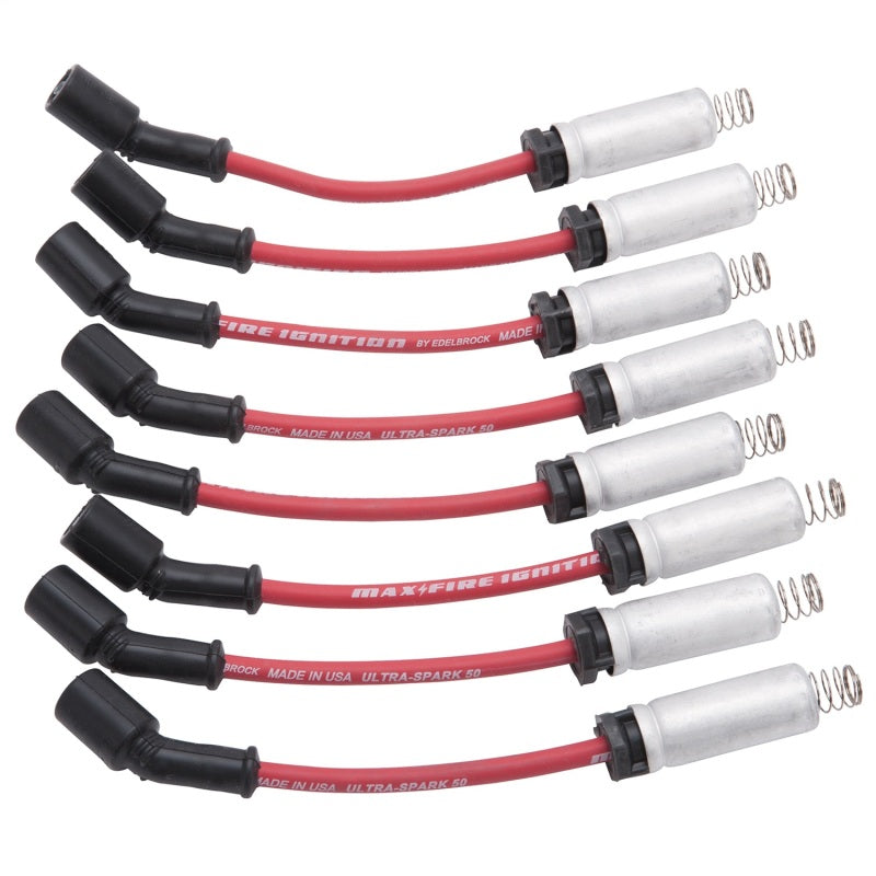 Edelbrock Spark Plug Wire Set Ls Kit w/ Metal Sleeves 99-15 50 Ohm Resistance Red Wire (Set of 8) Edelbrock Spark Plug Wire Sets  AXOPROS