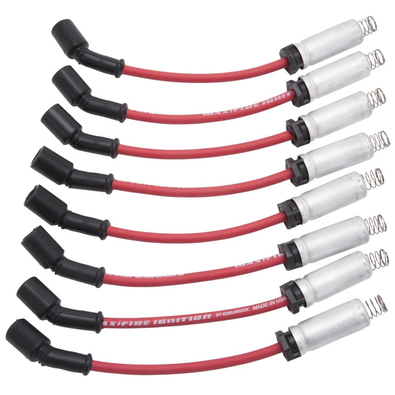 Edelbrock Spark Plug Wire Set LS Truck w/ Metal Sleeves 99-15 50 Ohm Resistance Red Wire (Set of 8) Edelbrock Spark Plug Wire Sets  AXOPROS