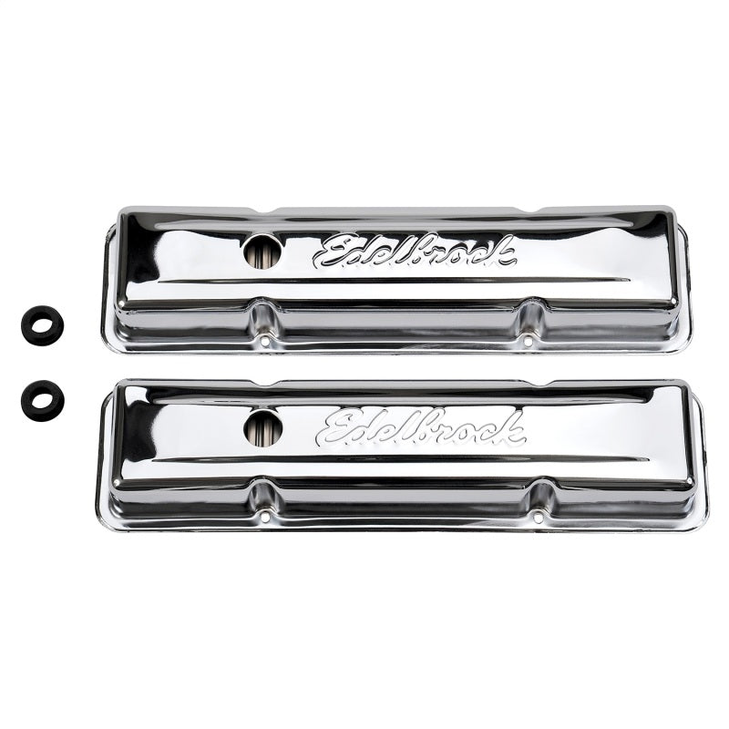 Edelbrock Valve Cover Signature Series Chevrolet 1959-1986 262-400 CI V8 Low Chrome Edelbrock Valve Covers  AXOPROS