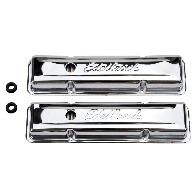 Edelbrock Valve Cover Signature Series Chevrolet 1959-1986 262-400 CI V8 Low Chrome Edelbrock Valve Covers  AXOPROS
