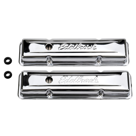 Edelbrock Valve Cover Signature Series Chevrolet 1959-1986 262-400 CI V8 Low Chrome Edelbrock Valve Covers  AXOPROS