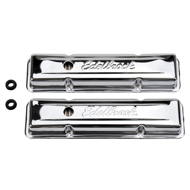 Edelbrock Valve Cover Signature Series Chevrolet 1959-1986 262-400 CI V8 Low Chrome Edelbrock Valve Covers  AXOPROS