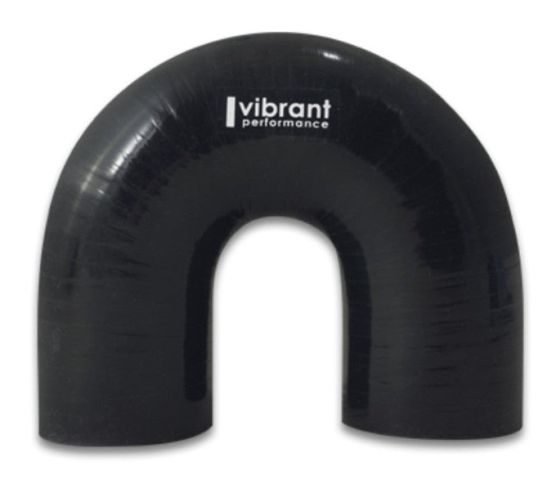 Vibrant 4 Ply Reinforced Silicone Elbow Connector - 1.75in ID x 5.50in Leg 180 Deg Elbow (BLACK) Vibrant Silicone Couplers & Hoses  AXOPROS