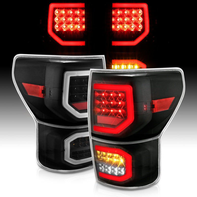 ANZO ANZO 2007-2013 Toyota Tundra LED Taillights Plank Style Black w/Clear Lens Tail Lights aftermarket performance part