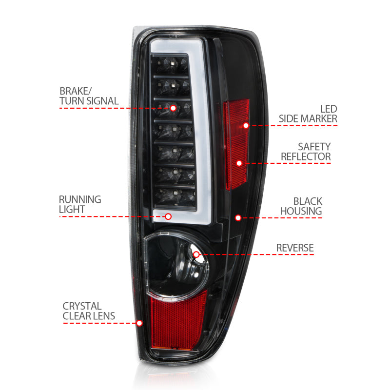 ANZO 2004-2012 Chevrolet Colorado/ GMC Canyon LED Tail Lights w/ Light Bar Black Housing ANZO Tail Lights  AXOPROS