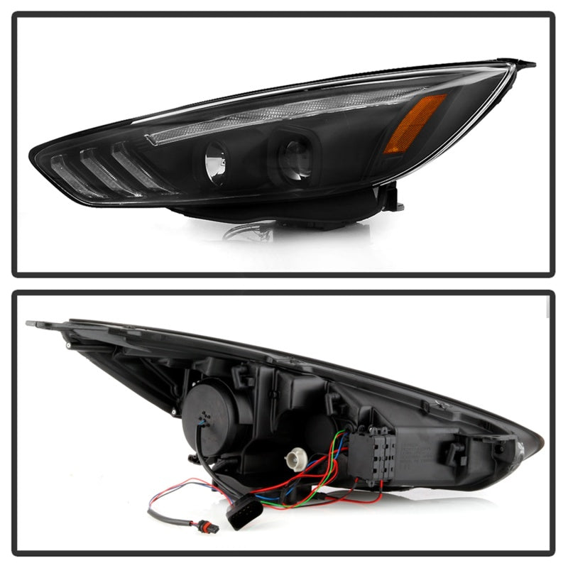 Spyder 15-18 Ford Focus Projector Headlights - Seq Turn Light Bar - Black PRO-YD-FF15-LBSEQ-BK SPYDER Headlights  AXOPROS
