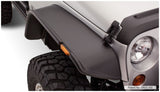Bushwacker 07-18 Jeep Wrangler Flat Style Flares 4pc Fits 2-Door Sport Utility Only - Black Bushwacker Fender Flares  AXOPROS