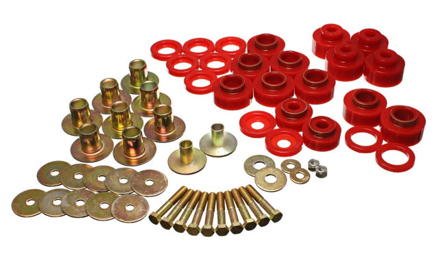 Energy Suspension 68-72 Chevy Chevelle/Monte Carlo/Malibu/El Camino Red Body Mount Set Energy Suspension Bushing Kits  AXOPROS