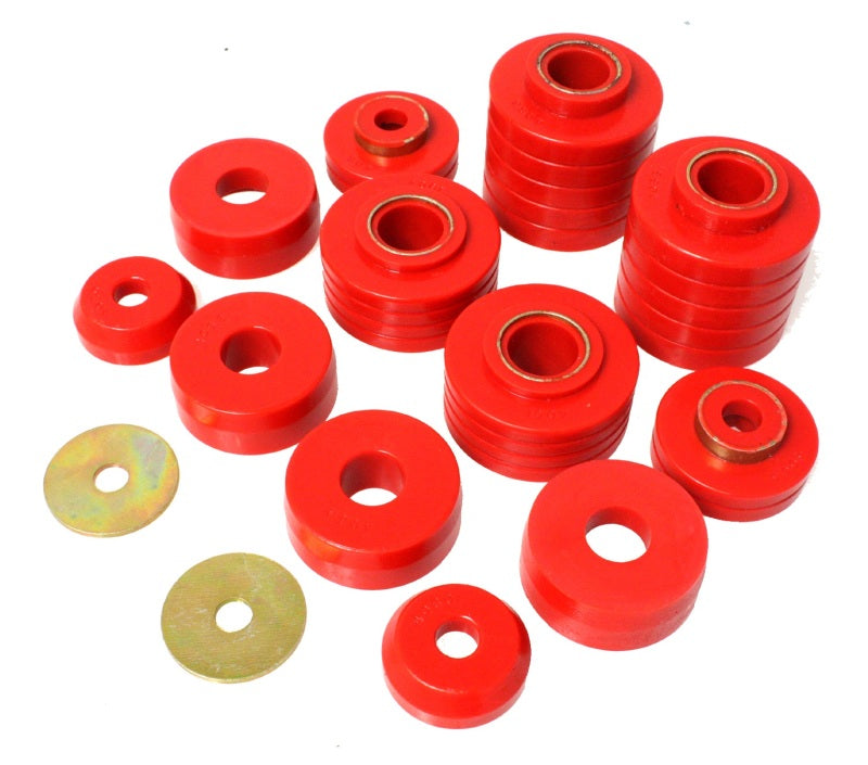 Energy Suspension 80-98 Ford F250/F350 / 80-92 Ford F100/F150 / 85-98 Ford F450 Red Body Mount Set Energy Suspension Bushing Kits  AXOPROS