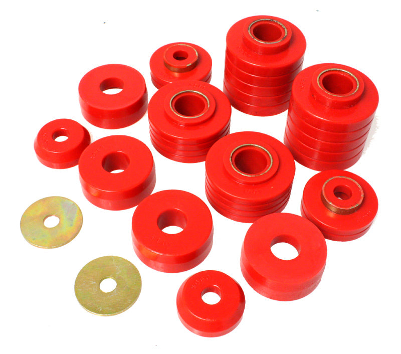 Energy Suspension 80-98 Ford F250/F350 / 80-92 Ford F100/F150 / 85-98 Ford F450 Red Body Mount Set Energy Suspension Bushing Kits  AXOPROS