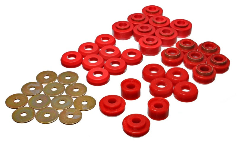 Energy Suspension Chevrolet 4 door Red Body Mounts (Recommended for Police/Taxi/Race) Energy Suspension Bushing Kits  AXOPROS