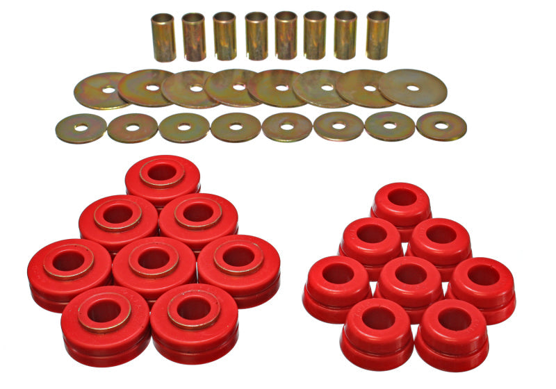 Energy Suspension Nissan/Datsun Red Body Mount Set Energy Suspension Bushing Kits  AXOPROS