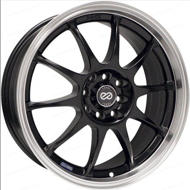 Enkei J10 17x7 5x100/114.3 38mm Offset Dia Matte Black w/ Machined Lip Wheel Enkei Wheels - Cast  AXOPROS