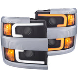 ANZO Projector Headlights 15-17 Chevrolet Silverado 2500HD / 3500HD Black w/ Chrome Rim ANZO Headlights  AXOPROS