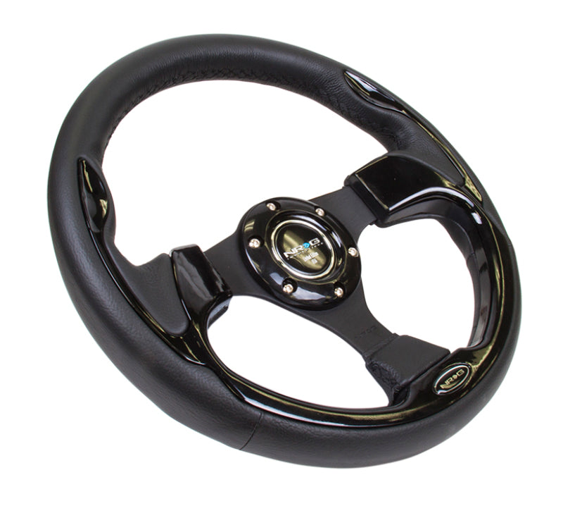 NRG Reinforced Steering Wheel (320mm) Blk w/Gloss Black Trim NRG Steering Wheels  AXOPROS