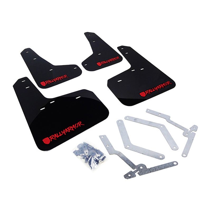 Rally Armor 12-19 Ford Focus ST / 16-19 RS Black UR Mud Flap w/Red Altered Font Logo Rally Armor Mud Flaps  AXOPROS
