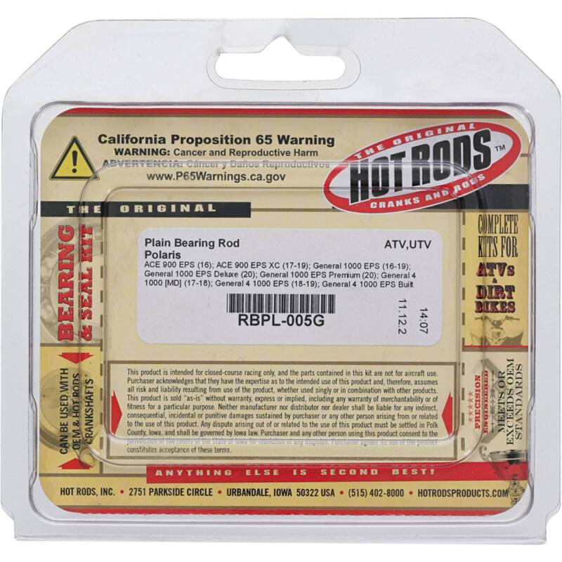 Hot Rods Hot Rods 2016 ACE 900 EPS/17-19 ACE 900 EPS XC Plain Bearing Rod Bearings aftermarket performance part