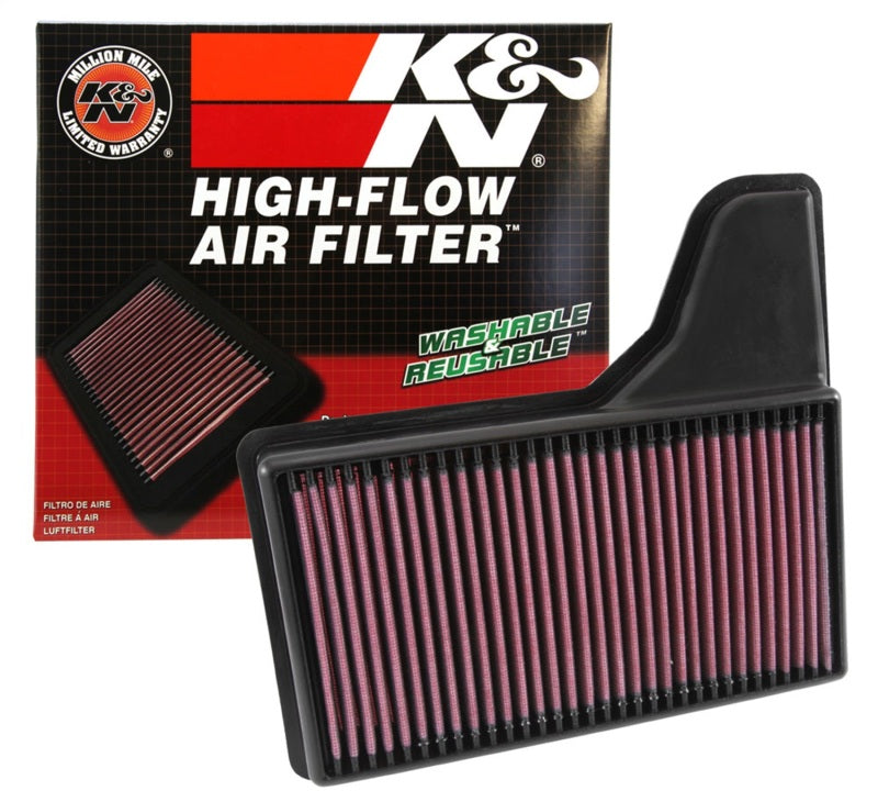 K&N Replacement Panel Air Filter for 2015 Ford Mustang 2.3L L4/3.7L V6/5.0L V8 K&N Engineering Air Filters - Drop In  AXOPROS