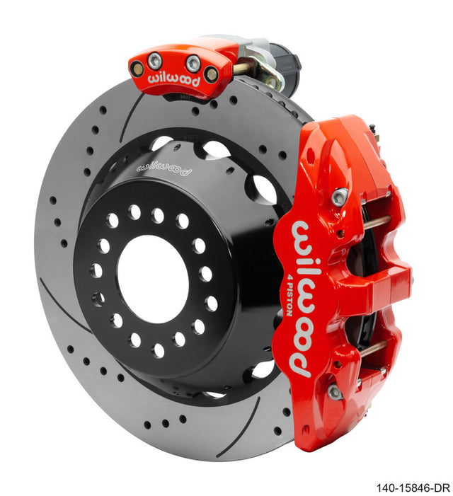 Wilwood Narrow Superlite 4R Rear P-Brk Kit AERO4 14in Rotor Big Ford New Style 2.5in Off - SRP Red Wilwood Big Brake Kits  AXOPROS