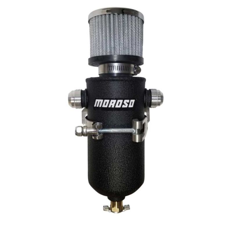 Moroso 10AN Male Fittings Catch Can Breather Tank - Black Powder Coat Moroso Expansion Tanks  AXOPROS