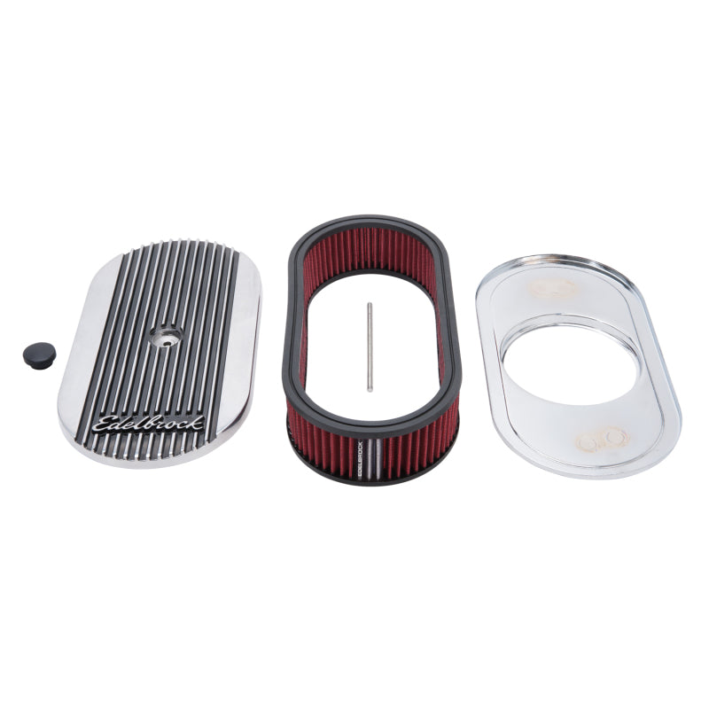 Edelbrock Air Cleaner Elite II Oval Single 4-Bbl Carb 2 5In Red Element Polished Edelbrock Air Filters - Universal Fit  AXOPROS