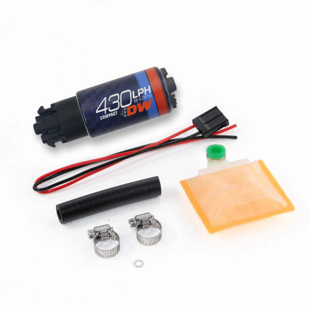 DeatschWerks Universal DW430C 430lph Compact Fuel Pump with Clips and Install Kit DeatschWerks Fuel Pumps  AXOPROS