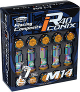 Project Kics 14x1.50 R40 Iconix Lock & Lug Nuts - Neo Chrome w/Gold Cap (16+4 Locks) Project Kics Lug Nuts  AXOPROS