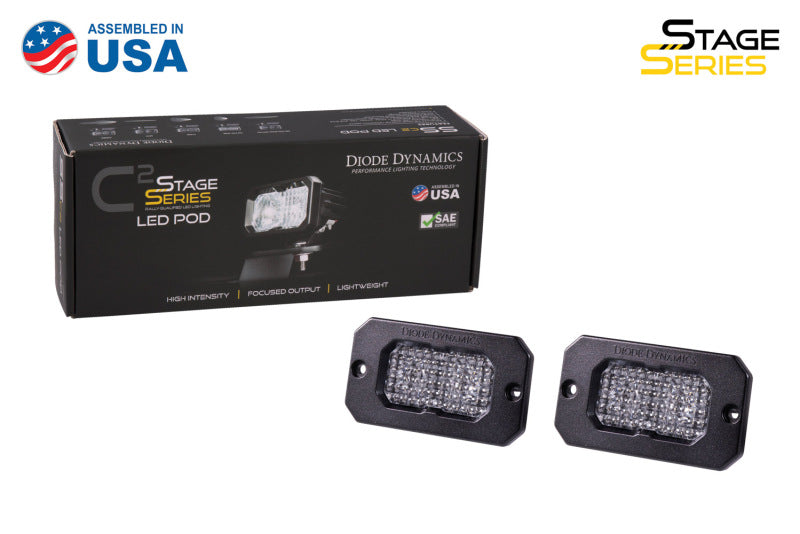Diode Dynamics Stage Series 2 In LED Pod Sport - White Flood Flush RBL (Pair) Diode Dynamics Light Accessories and Wiring  AXOPROS
