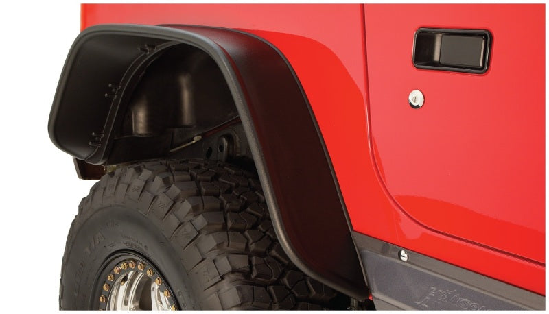 Bushwacker 97-06 Jeep Wrangler Flat Style Flares 4pc - Black Bushwacker Fender Flares  AXOPROS