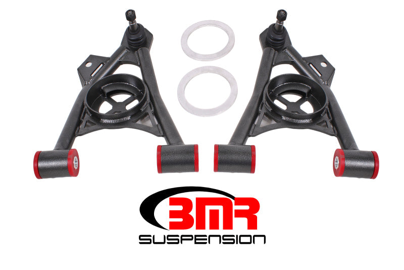 BMR 94-04 Mustang Lower Non-Adj. A-Arms (Poly) w/ Tall Ball Joint / Spring Pocket - Black Hammertone BMR Suspension Control Arms  AXOPROS