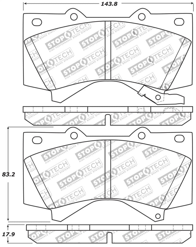 StopTech 13-18 Toyota Land Cruiser Performance Front Brake Pads Stoptech Brake Pads - Performance  AXOPROS