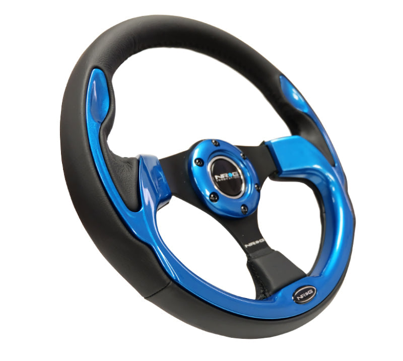 NRG Reinforced Steering Wheel (320mm) Blk w/Blue Trim NRG Steering Wheels  AXOPROS