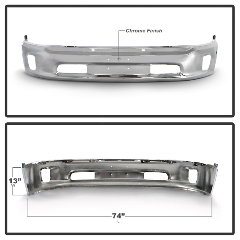 Spyder Dodge Ram 1500 13-18 Bottom w/o Sensor w/Fog Light Hole Front Bumper-Chrome (OEM 68160853AB) SPYDER Bumper Accessories  AXOPROS