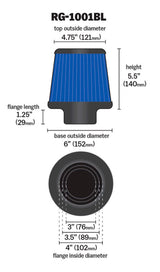 K&N Universal Air Filter Chrome Round Tapered Blue - 4in Flange ID x 1.125in Flange Length x 5.5in H K&N Engineering Air Filters - Universal Fit  AXOPROS