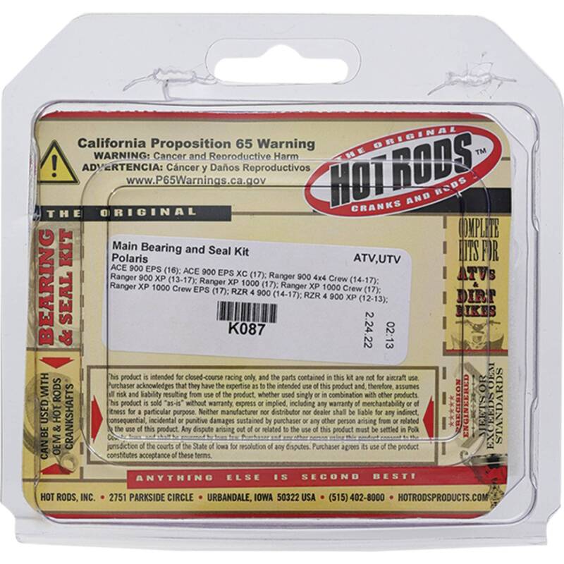 Hot Rods Hot Rods 2016 ACE 900 EPS/2017 ACE 900 EPS XC Main Bearing & Seal Kit Bearings aftermarket performance part