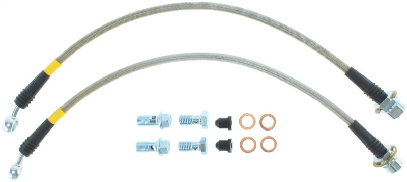 StopTech 94-02 Ford Mustang (Exc Cobra) / 03-04 Mustang Base & GT Stainless Steel Front Brake Lines Stoptech Brake Line Kits  AXOPROS