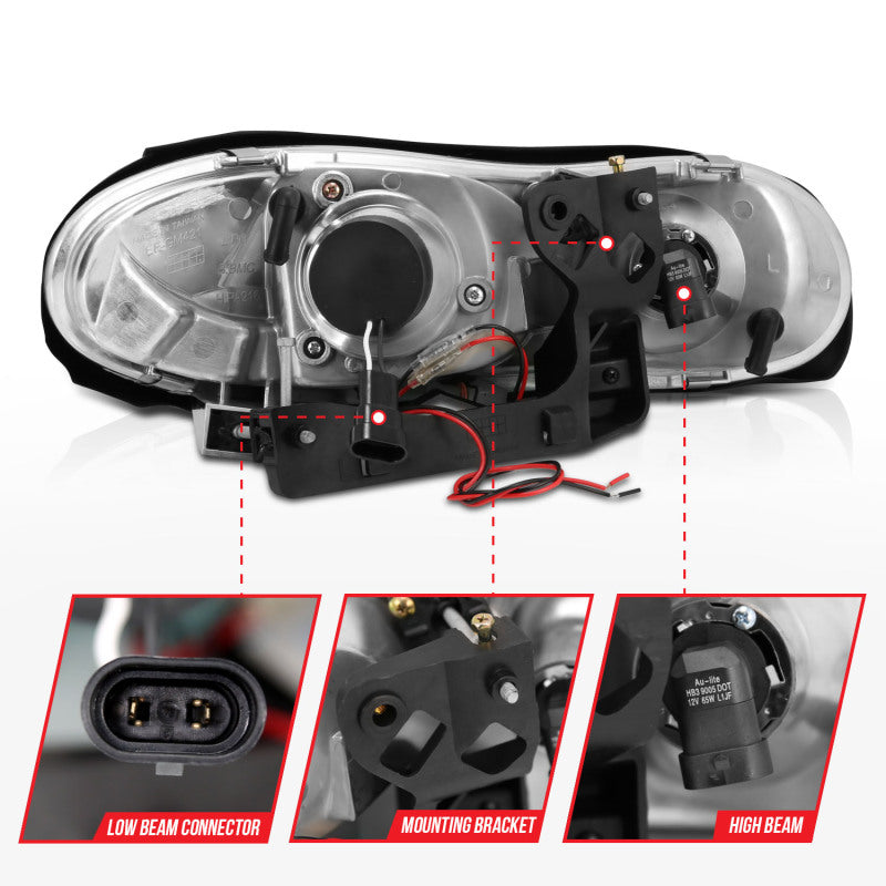 ANZO 1998-2002 Chevrolet Camaro Projector Headlights w/ Halo Black ANZO Headlights  AXOPROS