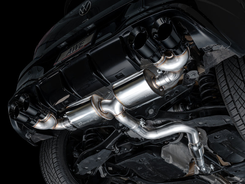 AWE MK8 Volkswagen Golf R 3in Touring Edition Quad Exhaust - Diamond Black Tips AWE Tuning Catback  AXOPROS