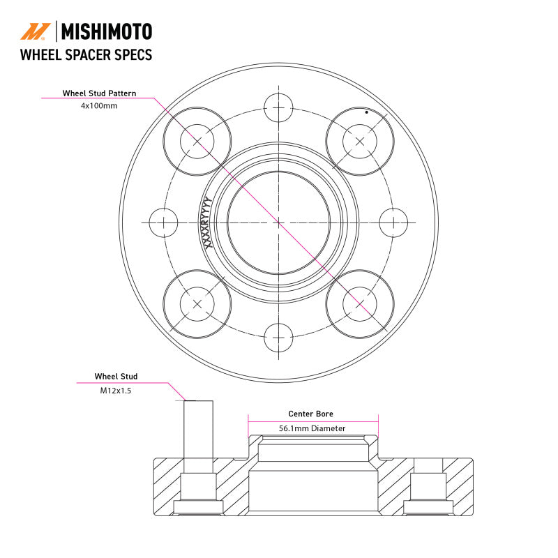 Mishimoto Wheel Spacers - 5x100 - 56.1 - 15 - M12 - Black Mishimoto Wheel Spacers & Adapters  AXOPROS