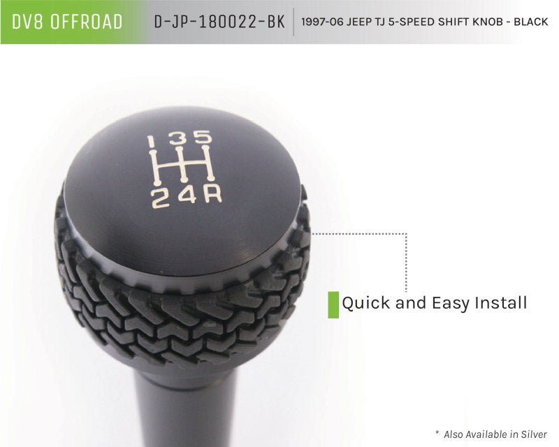 DV8 Offroad 1997-06 Jeep TJ 5-Speed Shift Knob And Lever Black DV8 Offroad Shift Knobs  AXOPROS