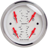 Autometer Arctic White 3-3/8in Quad Gauge 100 PSI/100-250 Deg F / 8-18V / 240-33 Ohm AutoMeter Gauges  AXOPROS
