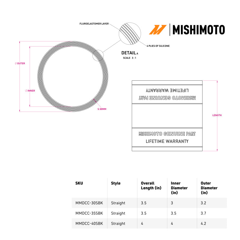 Mishimoto Mishimoto Duracore 4in Straight Coupler Silicone Couplers & Hoses aftermarket performance part