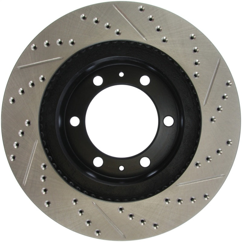 StopTech 07-08 Toyota FJ Cruiser / 05-08 Tacoma (6 lug) / 03-08 4 Runner (319mm disc) SportStop Slo Stoptech Brake Rotors - Slot & Drilled  AXOPROS