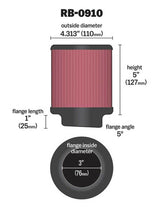 K&N Universal Rubber Filter 3 inch 5 Degree FLG 4 1/2 inch OD 5 inch Height K&N Engineering Air Filters - Universal Fit  AXOPROS